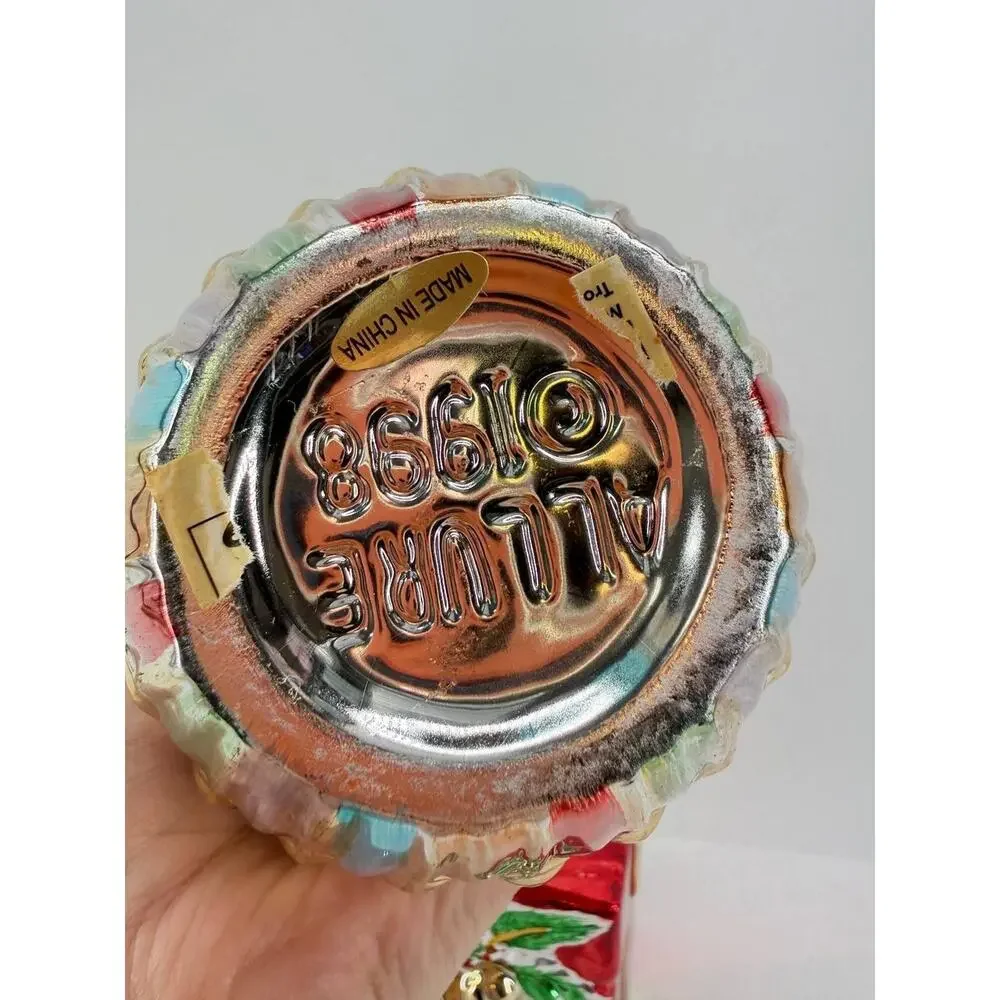 Vintage 1998 Allure Christmas Glass Soap Dispenser Set Ornaments Gift Box